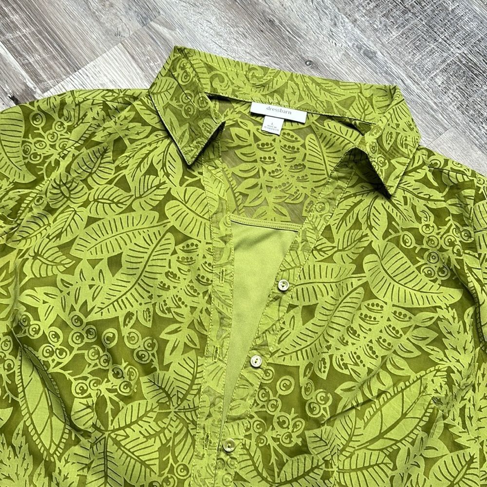 Dressbarn 2 Piece Green Top Set Blouse + Cami | Large | Leaf Print | WA-1578 - Picture 13 of 16